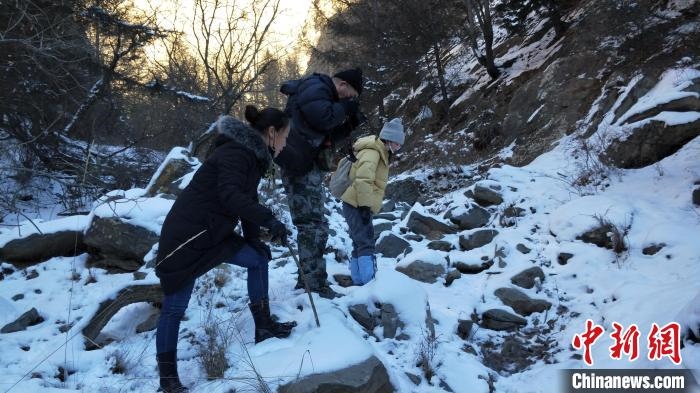 圖為工作人員發(fā)現(xiàn)疑似放歸雪豹的痕跡(資料圖)。　內(nèi)蒙古賀蘭山國(guó)家級(jí)自然保護(hù)區(qū)供圖