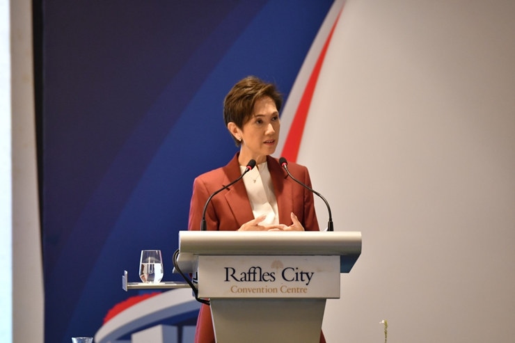 新加坡通訊及新聞部長(zhǎng)兼內(nèi)政部第二部長(zhǎng)楊莉明。新加坡南洋理工大學(xué)供圖