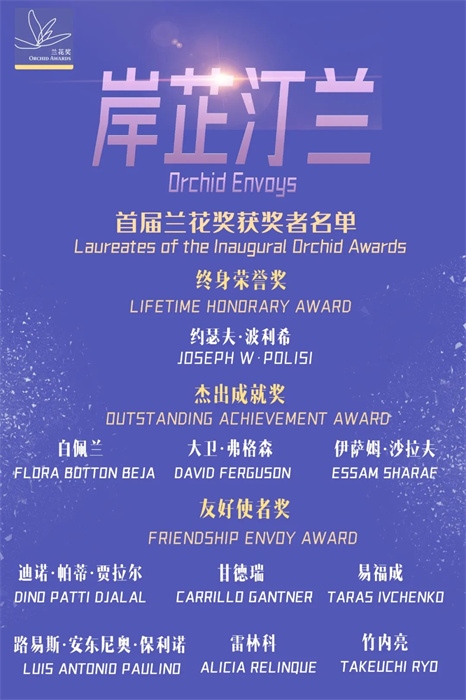 首屆蘭花獎獲獎者名單。 巴西圣保羅州立大學孔子學院供圖。（來源：人民畫報）