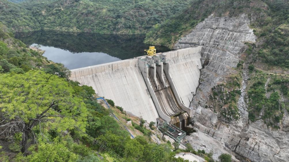 3月23日，航拍的下凱富峽水電站大壩。
