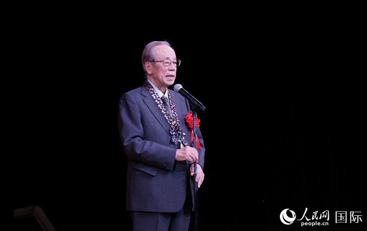 日本前首相福田康夫發(fā)表致辭。人民網(wǎng) 蔣曉辰攝