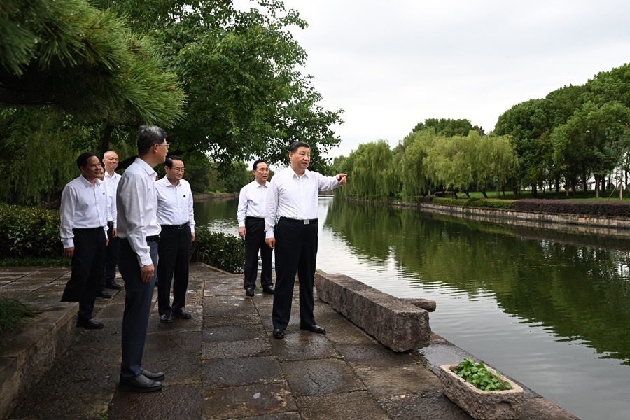 9月20日下午，習近平總書記在浙東運河文化園考察。新華社記者 謝環(huán)馳 攝