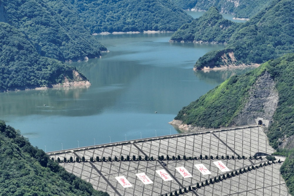 這是黑河金盆水庫（2023年7月16日攝，無人機照片）。新華社記者 邵瑞 攝