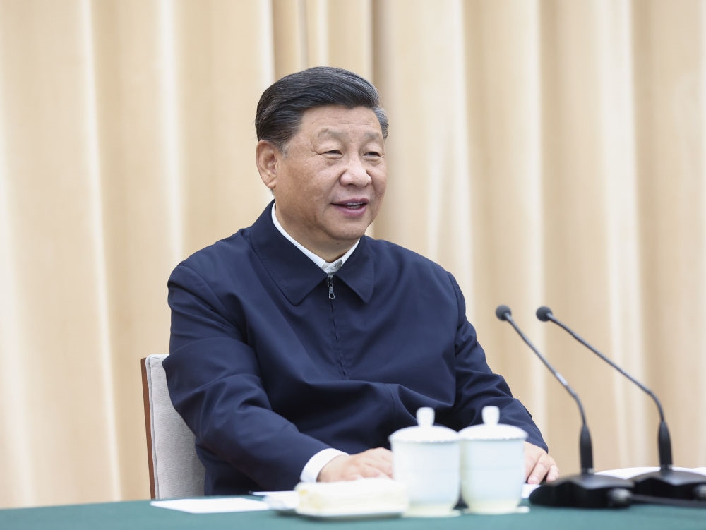 2021年5月14日上午，中共中央總書記、國家主席、中央軍委主席習(xí)近平在河南省南陽市主持召開推進(jìn)南水北調(diào)后續(xù)工程高質(zhì)量發(fā)展座談會并發(fā)表重要講話。新華社記者 鞠鵬 攝