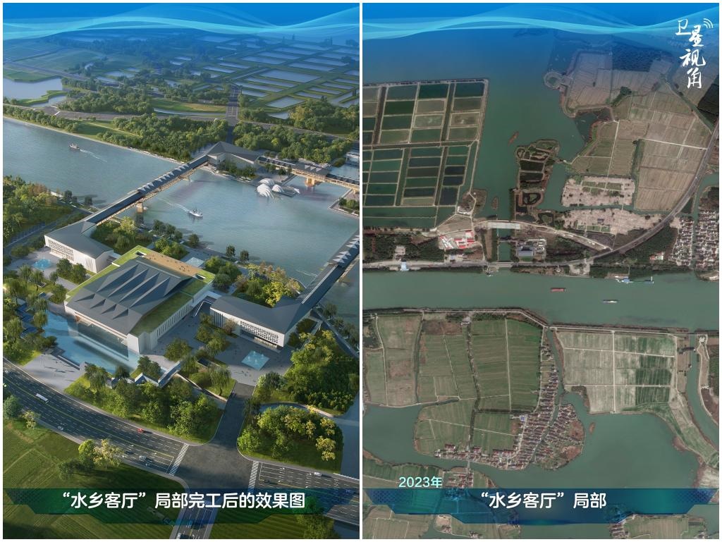橫跨江浙滬的長三角生態(tài)綠色一體化發(fā)展示范區(qū)內，三地合力打造的“水鄉(xiāng)客廳”正在建設。