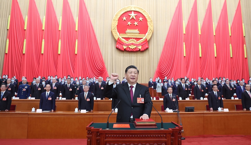 2023年3月10日，習(xí)近平進(jìn)行憲法宣誓。