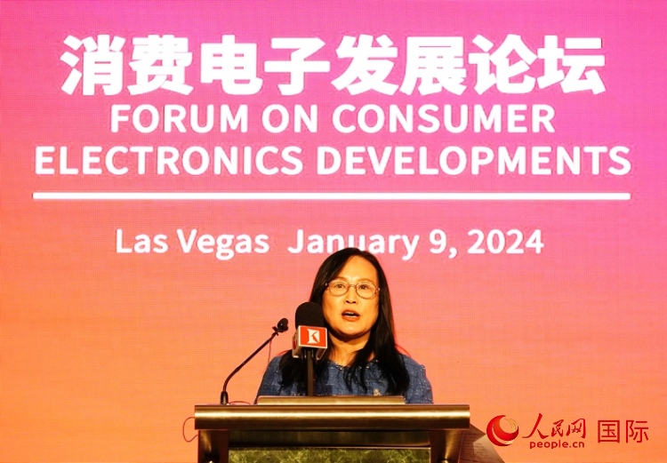 中國機電產(chǎn)品進出口商會副會長劉春致辭。人民網(wǎng)記者 鄧圩攝