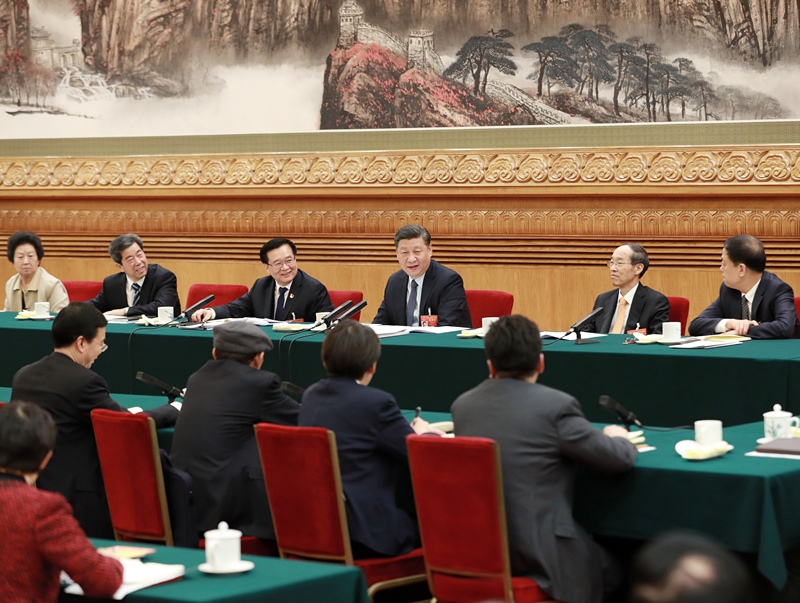 2019年3月8日，習(xí)近平總書記參加十三屆全國人大二次會(huì)議河南代表團(tuán)的審議。
