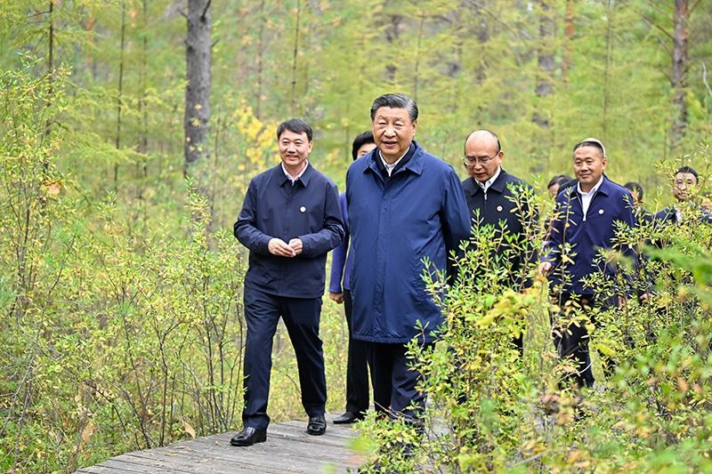 △2023年9月6日，習(xí)近平總書記在大興安嶺地區(qū)漠河市漠河林場自然林區(qū)考察。