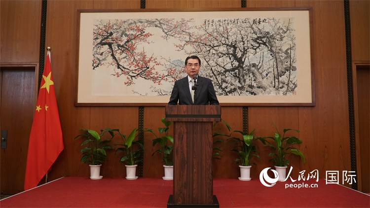 中國(guó)駐日本大使吳江浩致辭。人民網(wǎng) 蔣曉辰攝