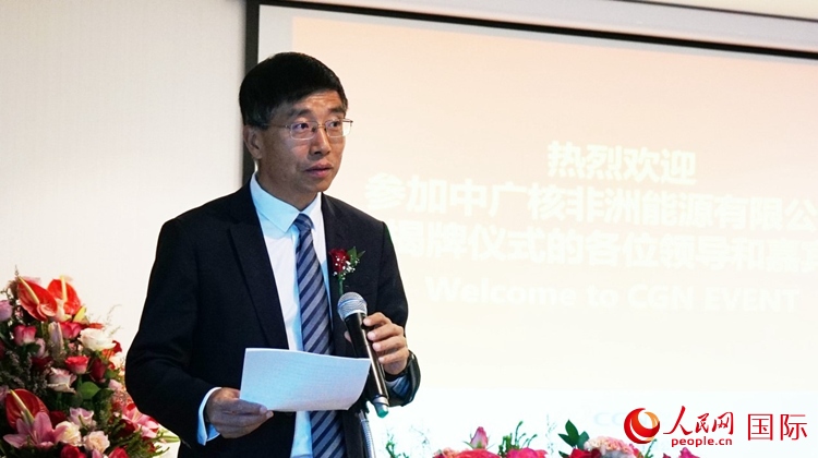 國(guó)家電網(wǎng)公司非洲辦事處主任汪文安致辭。人民網(wǎng) 劉暢攝