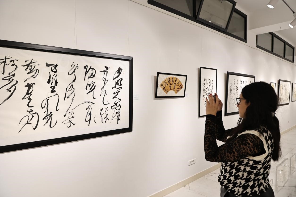 觀眾參觀書法展。拉巴特中國文化中心供圖