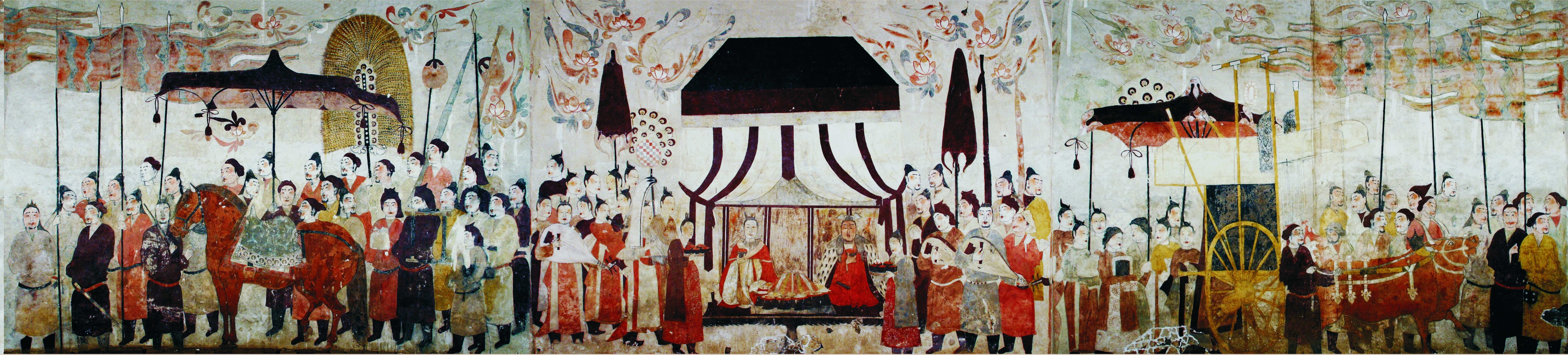 這是徐顯秀墓室壁畫展開圖。太原北齊壁畫博物館供圖
