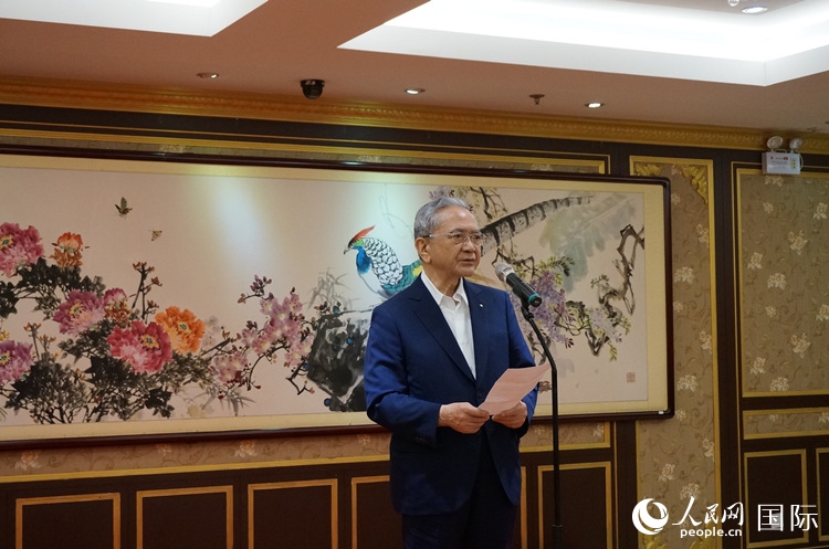 創(chuàng)價(jià)學(xué)會會長原田稔致辭。