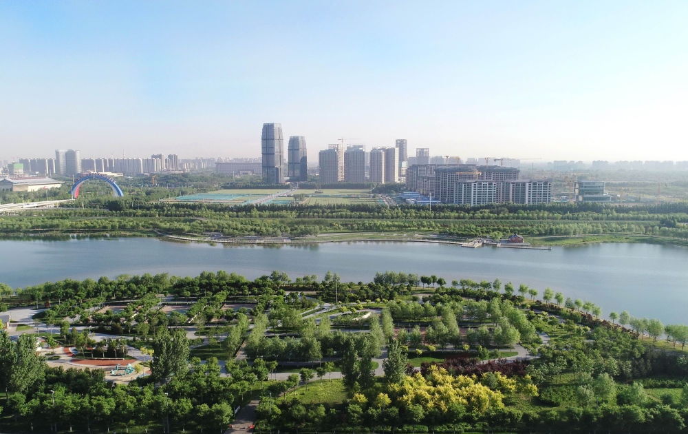 石家莊市滹沱河景色（2022年5月16日攝，無人機照片）。新華社記者 楊世堯 攝