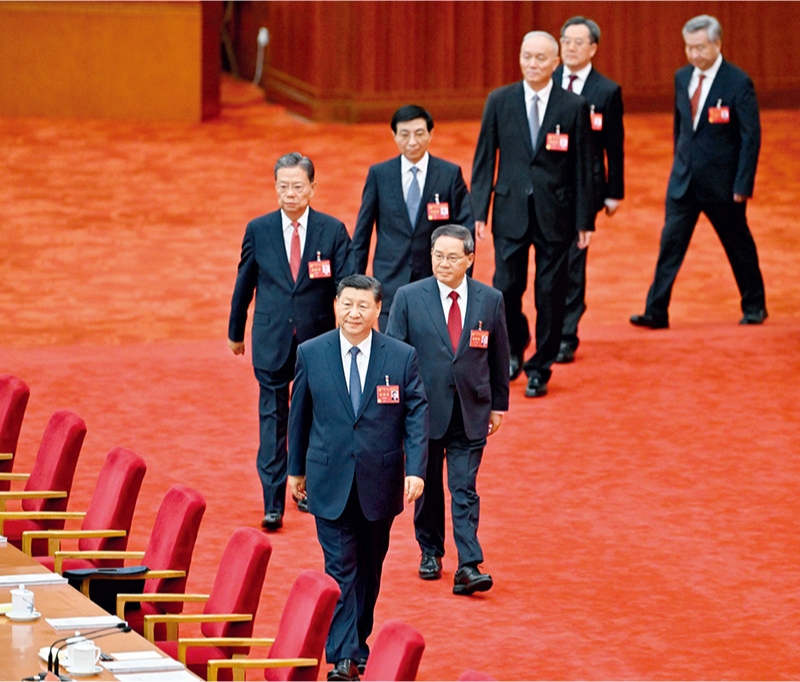 中國共產(chǎn)黨第二十屆中央委員會第三次全體會議，于2024年7月15日至18日在北京舉行。這是習近平、李強、趙樂際、王滬寧、蔡奇、丁薛祥、李希等步入會場。 新華社記者 岳月偉/攝