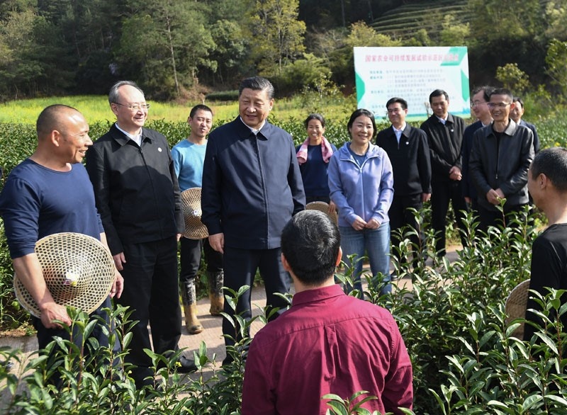 2021年3月22日，習(xí)近平總書記在福建南平武夷山市星村鎮(zhèn)燕子窠生態(tài)茶園，同科技特派員、茶農(nóng)親切交流，了解當(dāng)?shù)夭璁a(chǎn)業(yè)發(fā)展情況。