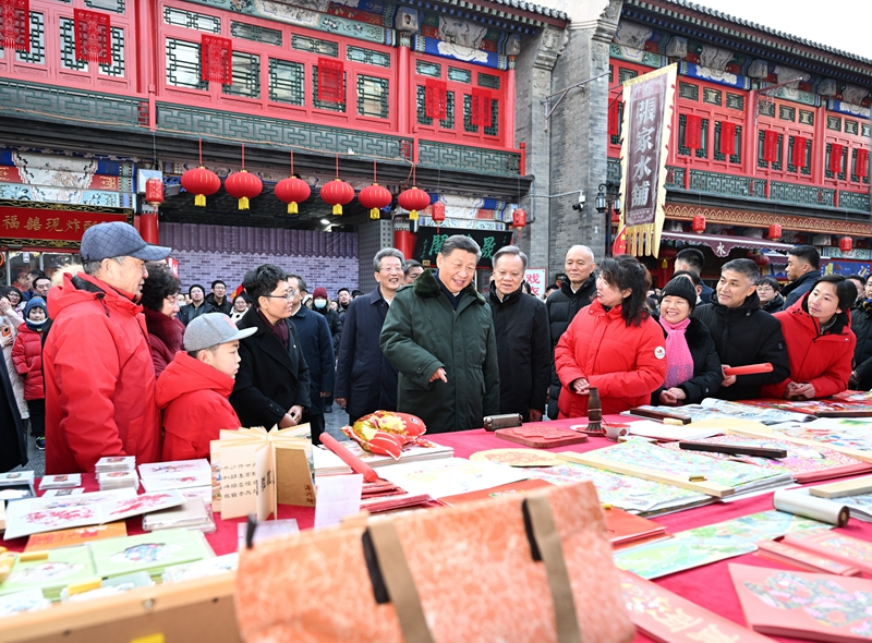 2024年2月1日，習(xí)近平總書記在天津古文化街考察。