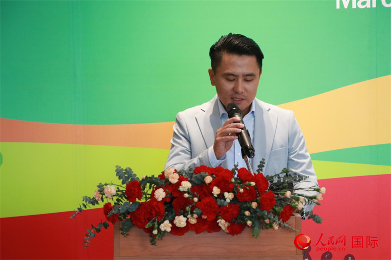泰國華人青年商會會長刁刻佳發(fā)表講話。朱瀟逸攝