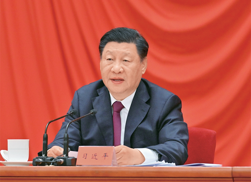 2022年5月10日，慶祝中國共產(chǎn)主義青年團(tuán)成立100周年大會(huì)在北京人民大會(huì)堂隆重舉行。中共中央總書記、國家主席、中央軍委主席習(xí)近平在大會(huì)上發(fā)表重要講話。 新華社記者 岳月偉/攝