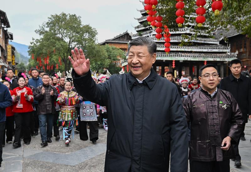 △2025年3月17日，習(xí)近平總書記在貴州黎平縣肇興侗寨考察。